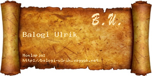 Balogi Ulrik névjegykártya
